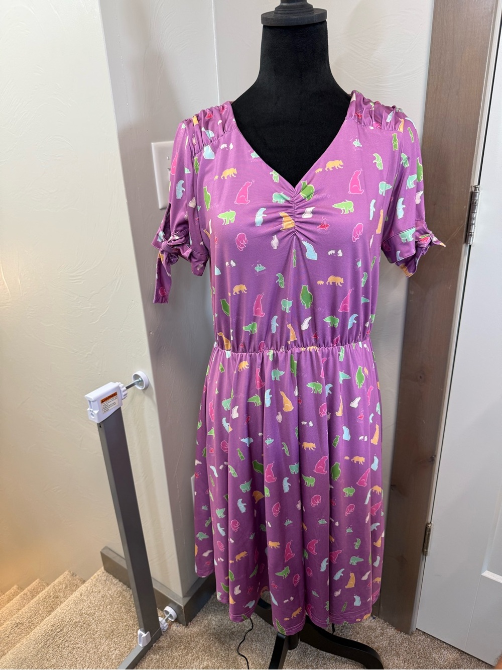Lindy Bob Paula Baby Bears Tea Dress Purple Novelty Retro Pinup Fit n Flare US 6